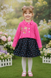 Girls Corduroy Frock With Embroidered Jacket