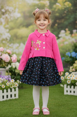 Girls Corduroy Frock With Embroidered Jacket