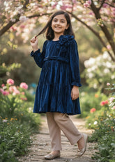 Girls Velvet Frock With Tights