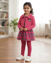 Girls Woolen Top With Fleece Jacket