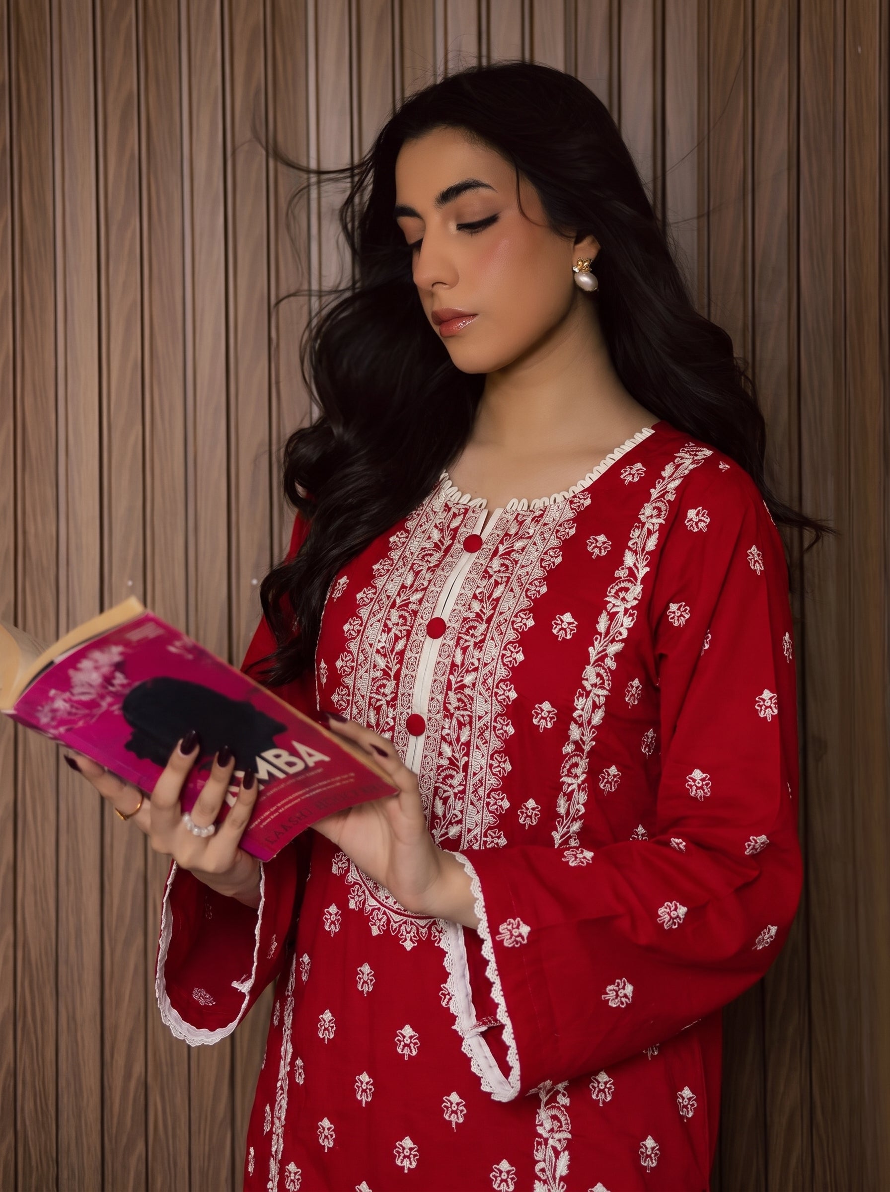 Red Floral Aj-Pret 2Pc