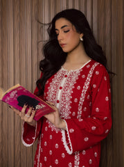 Red Floral Aj-Pret 2Pc
