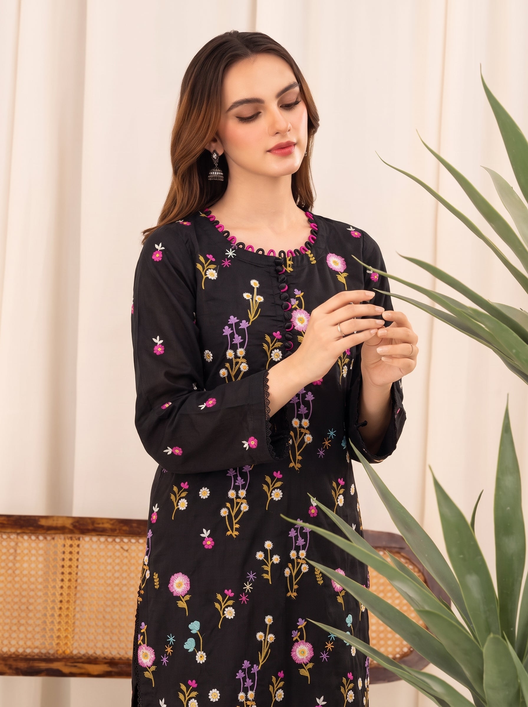 Embroidered Black 3Pc