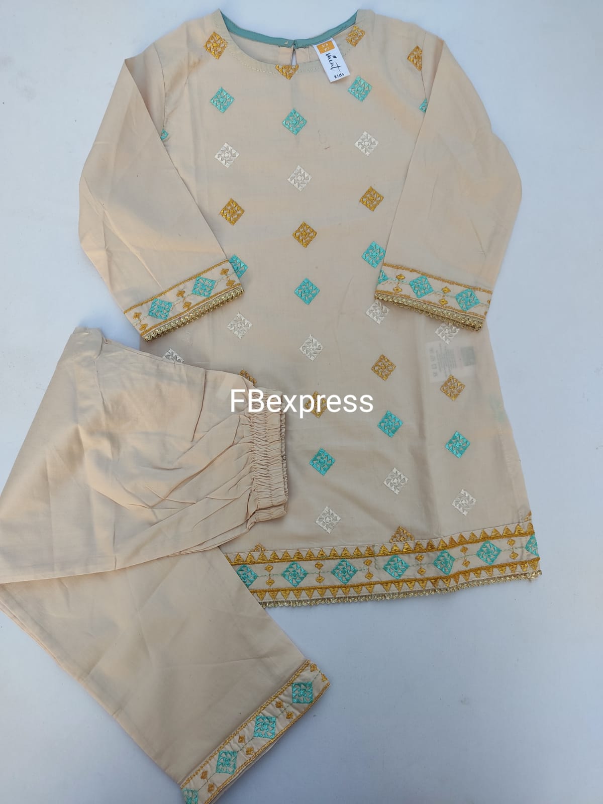 Mint Kids Lawn embroidered 2 piece dress