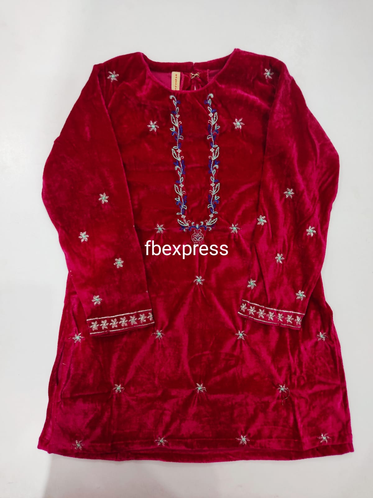 Baby toss embroidered velvet Kurtis