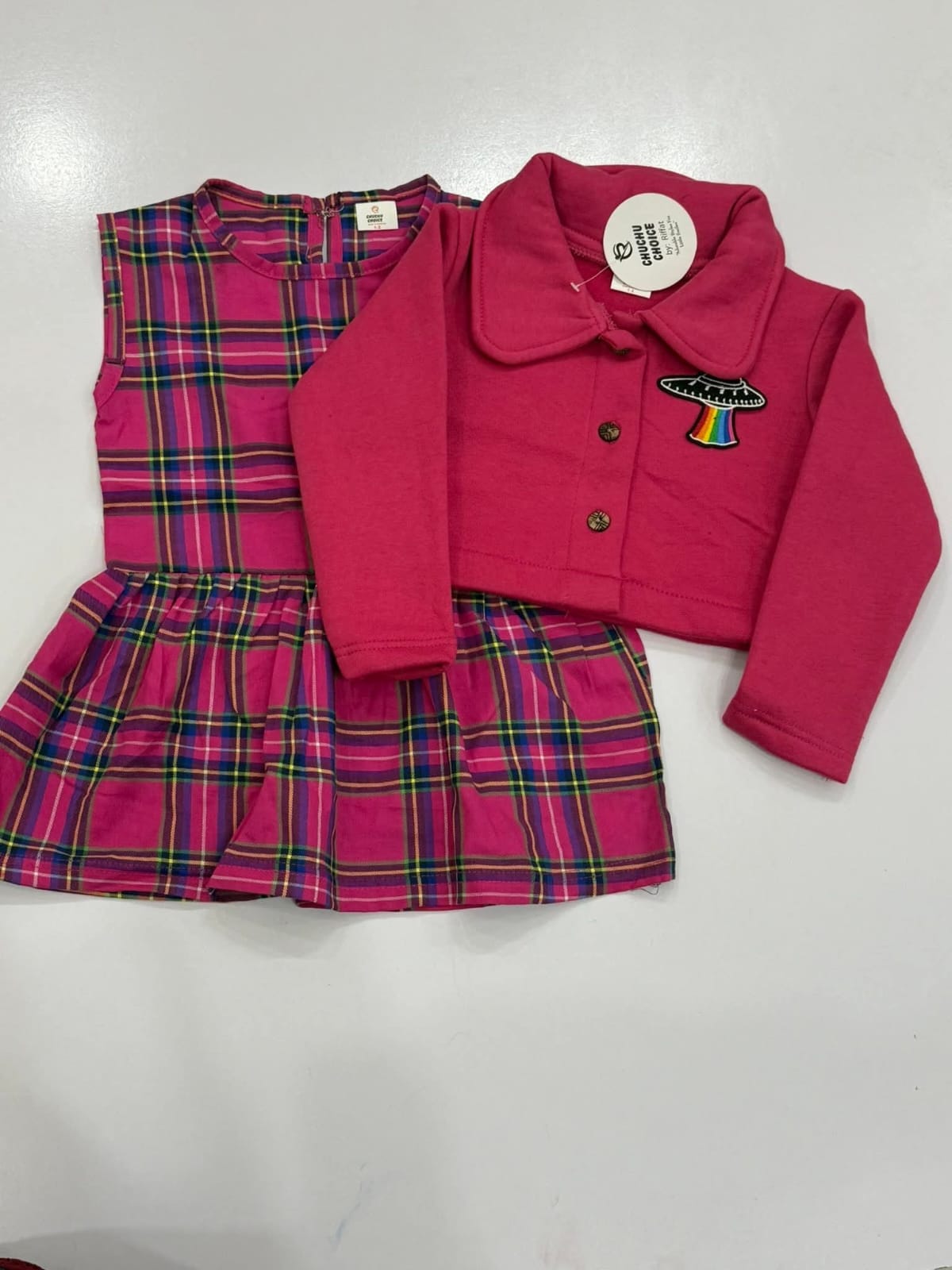 Girls Woolen Top With Fleece Jacket