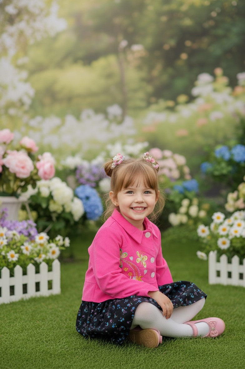 Girls Corduroy Frock With Embroidered Jacket