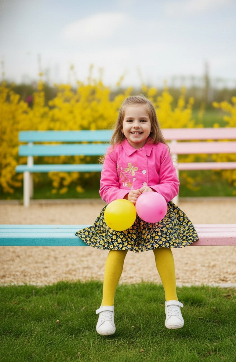Girls Corduroy Frock With Embroidered Jacket