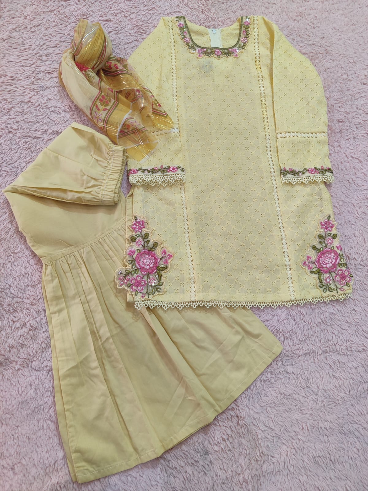 Girls 3 Piece Gharara Dress