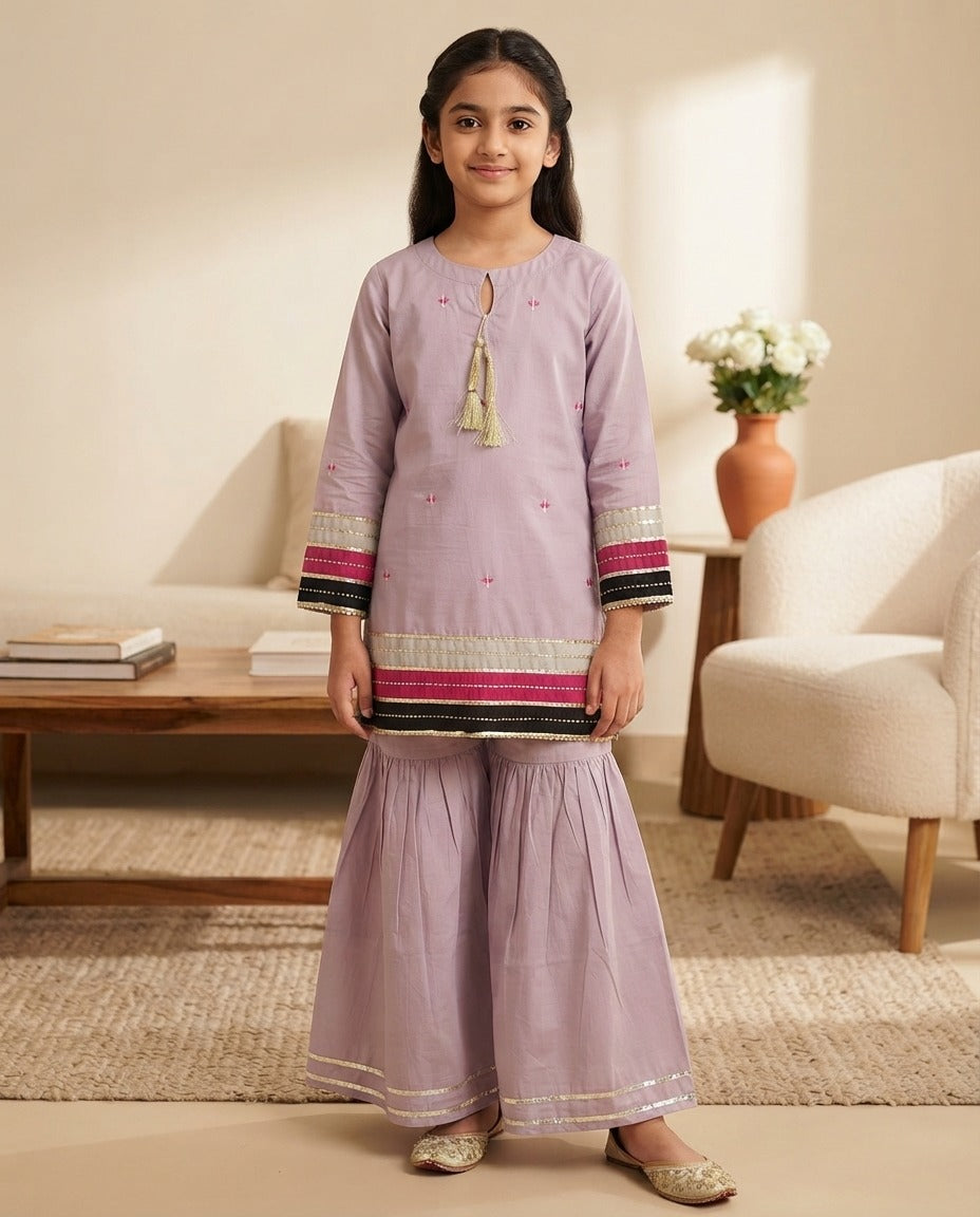 Daisy - Girls Embroidered Ghrara Dress (price)