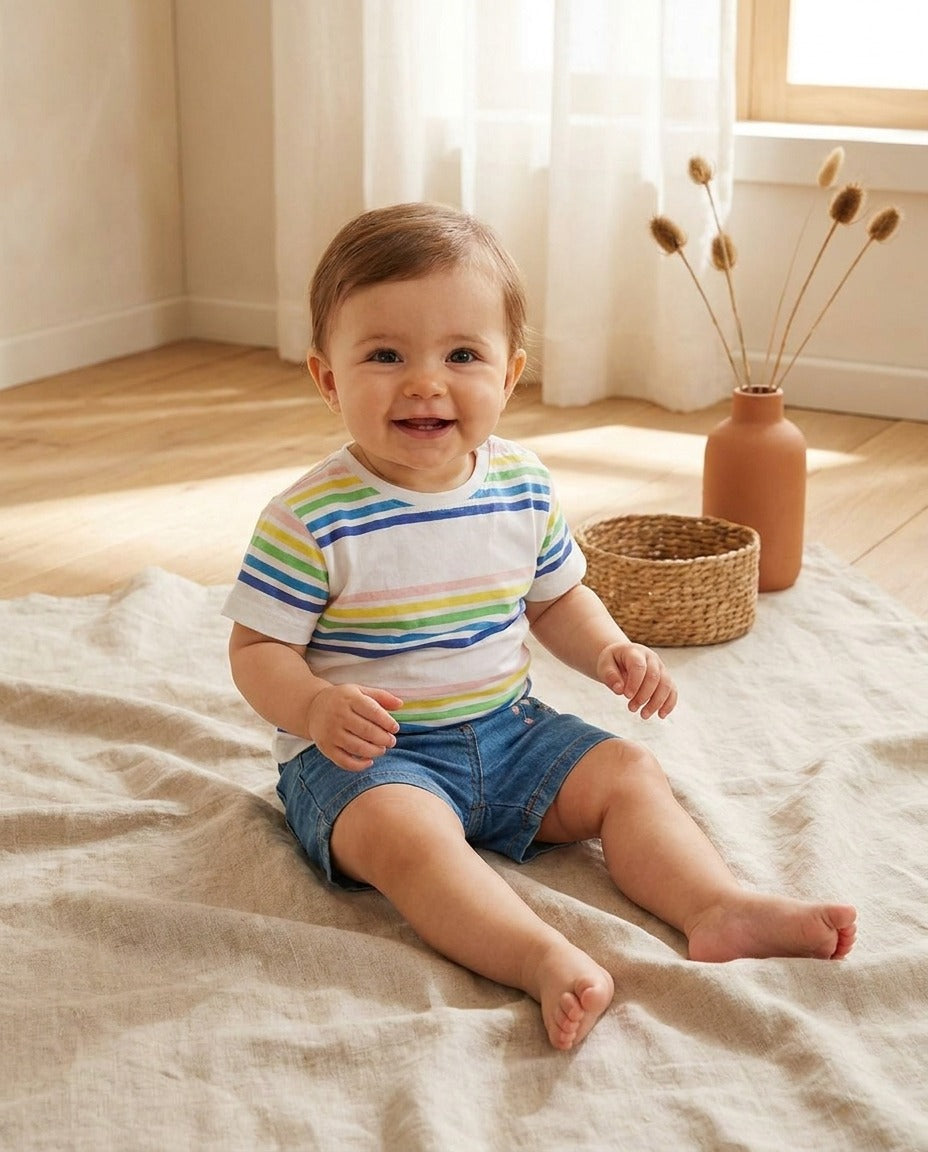 Baby Girl Pair - Shirt & Embroidered Shorts