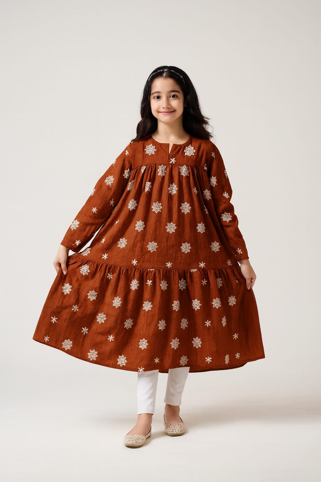 Lily Long Embroidered Frock