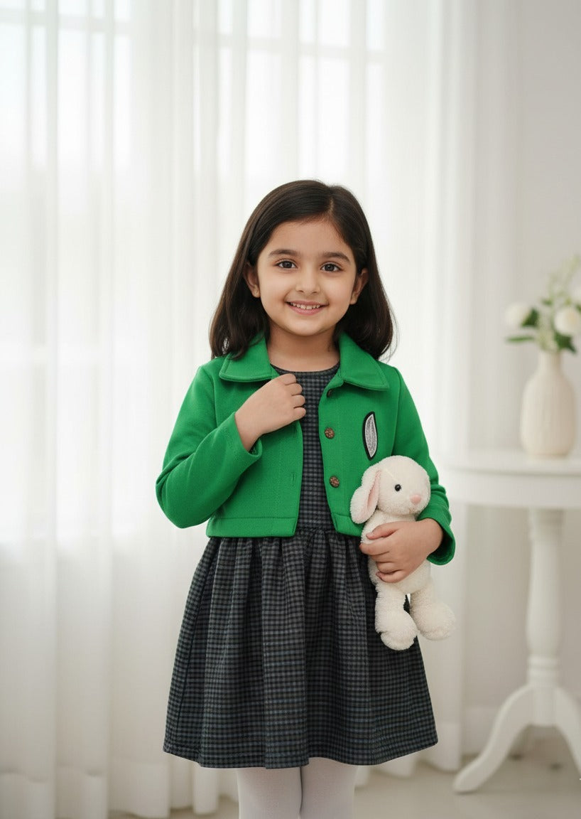 Girls wool Top with fleece jacket