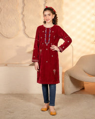 Baby toss embroidered velvet Kurti