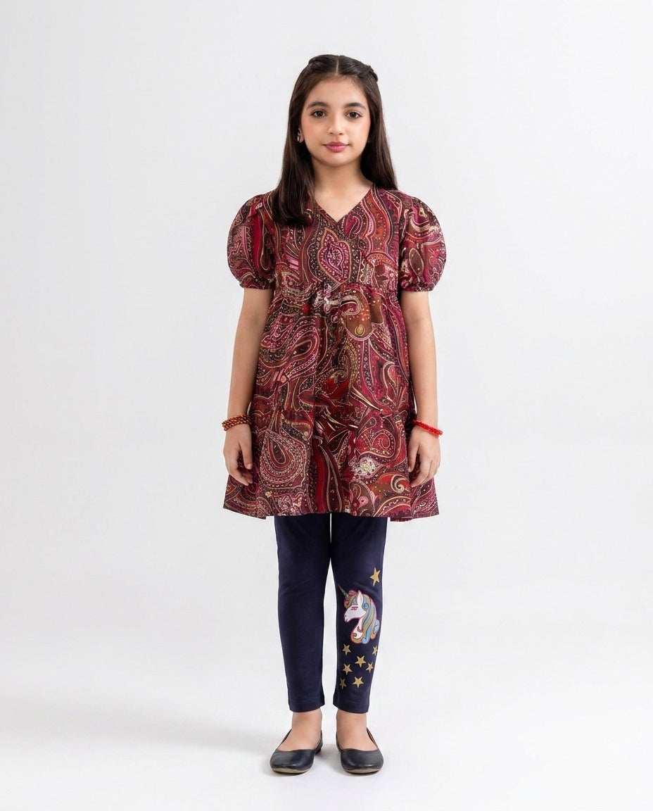 Girls Silk Frock with Tights