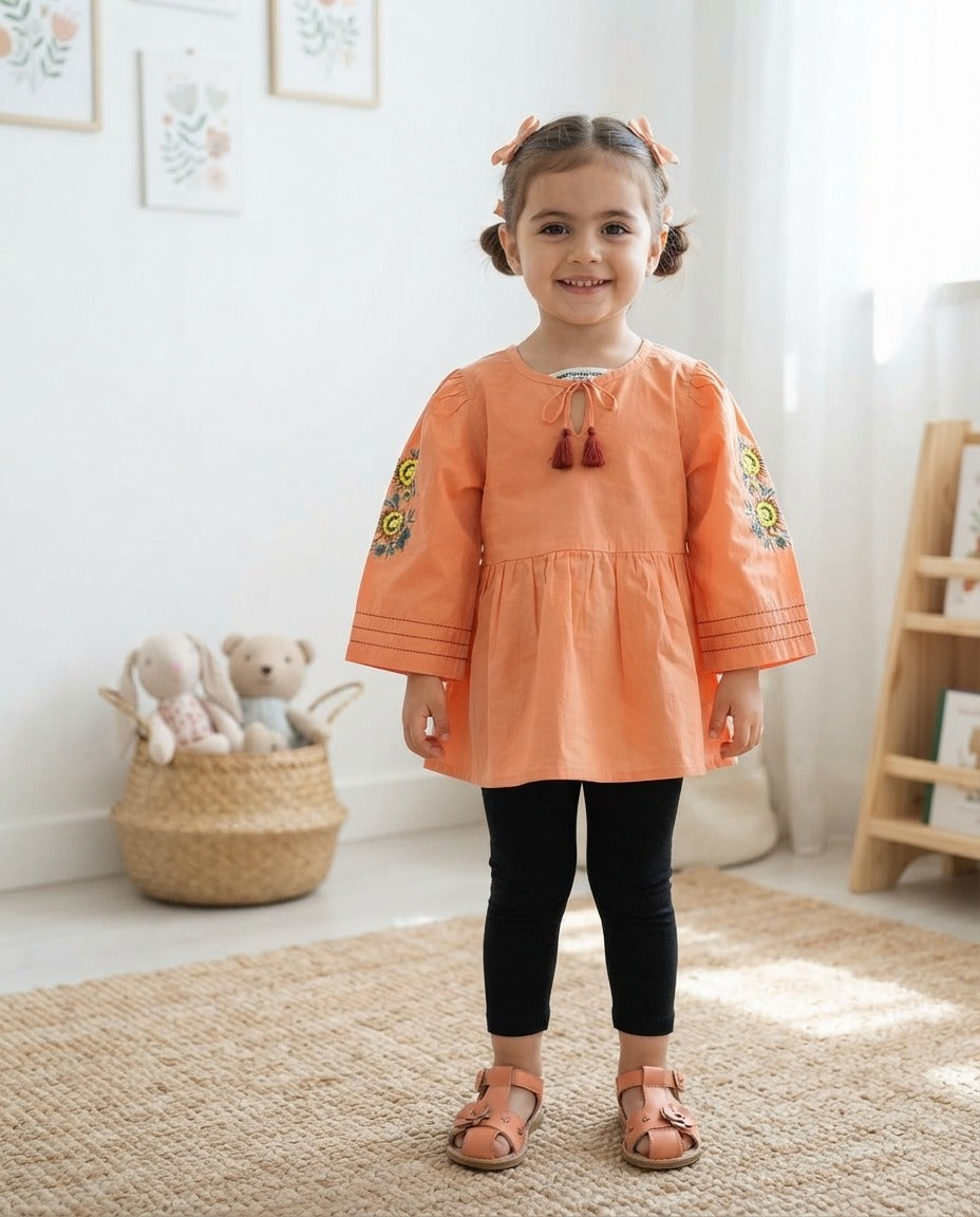 Breakout Kids - Embroidered orange Top