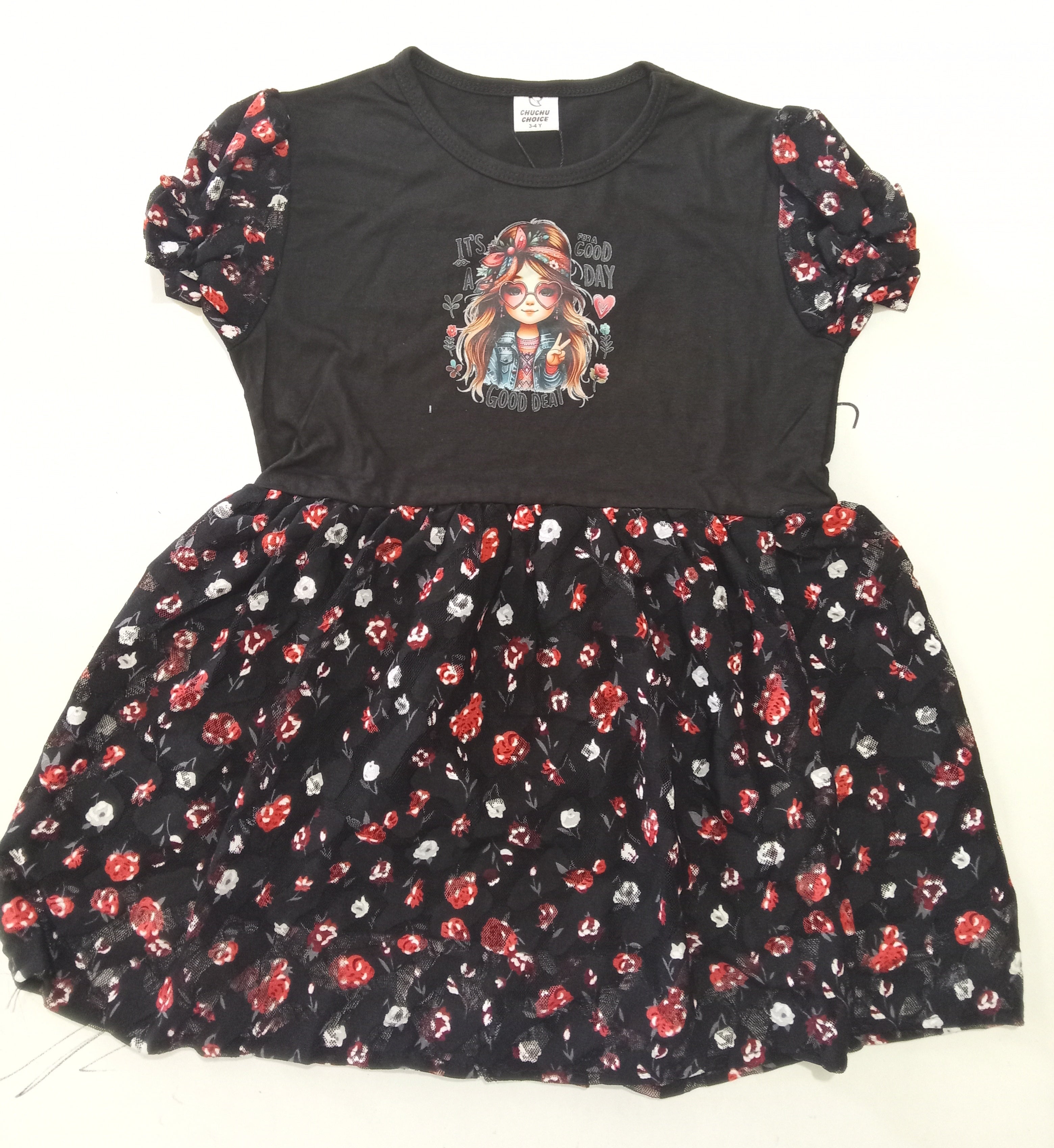 Chuchu Choice - Girls Net Black Frock